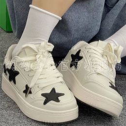 Dress Shoes HOUZHOU Kawaii Star Platform Flat White Canvas Shoes Women Korean Spring Casual Sports Tennis Vulcanize Running Lolita 230225