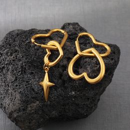 Chunky Gold Hoop Earrings Dangle Chandelier Stainless Steel 18K Gold Plated Heart Hoop Earrings Thick Gold Teardrop