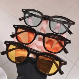 Sunglasses New Round Sunglasses Men Women Small Fashion Vintage High Quality Brand Designer Cat Eye Sun Glasses Hip Pop Black Blue Shadow G230225