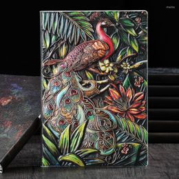 Embossed Peacock NoteBook Animal PU Cover A5 Retro Note Books Journal Gift 200 Pages
