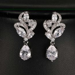 Charm Emmaya Elegant Marquise Stone Cluster Flower Earring Pear Shape Cubic Zirconia Dangle Earrings for Women Party Jewellery G230225