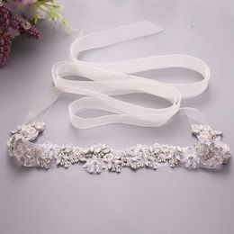 Wedding Sashes Silver Princess Belt Women's Crystal Sash Bridesmaid Evening Dresses Bridal Gowns Accessories