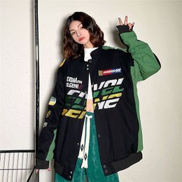 Women s Jackets Letter Embroidery Clothes Street Harajuku Vintage Stitching Coat Casual Baseball for Top 230225