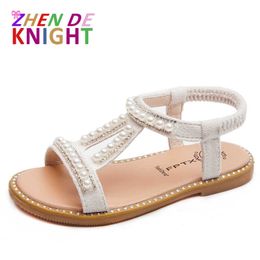 Sandals Girl Sandals Summer Fashion Kids Baby Girls Bling Rhinestone Pearl Princess Sandals For Little Big Girl's Shoes Size 2130 Z0225