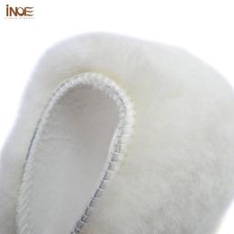 Shoe Parts Accessories INOE Real Natural Sheep Wool Fur 16mm Length Winter Insole Warm Shoes Pad White Color for Women and Men Size 34-45 High Quality 230225