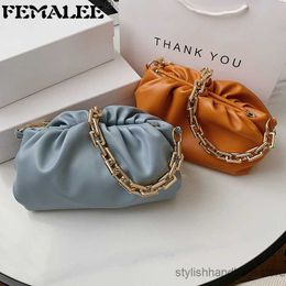 Wrinkled Cloud Women Thick Chain PU Leather Leisure Dumpling Shoulder 2023 Designer Simple Armpit Bag Soft Handbag Totes Q1207
