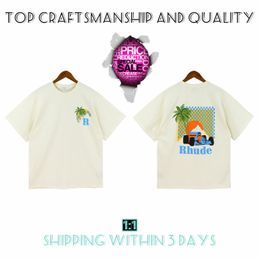 original Top Craftsmanship Rhude Mens T Shirts summer Fashion designer tshirts Street Casual Short Sleeve Beach Style tees Cotton Printing Shirt 24SS up