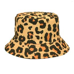 Berets Bucket Rain Hat Men Cool Hats With Design Knitted For Sun Leopard Print Basin Women