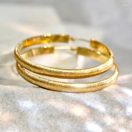 Hoop Earrings 18K Yellow Gold Fashion AU750 48mm Big