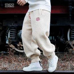 Men's Pants Autumn Winter Fashion Fleece Thick Casual Harem Pants Plus Size Jogging Pants Harajuku Embroidery Trousers Men Clothing Joggers Z0225