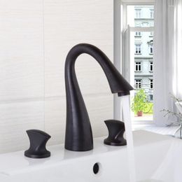 Bathroom Sink Faucets Faucet Deck Mounted Oil Rubbed Bronze Dual Handle Bath &Cold Water Mixer Tap