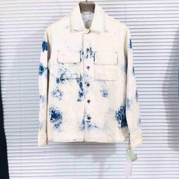 Giacche da uomo Liangjie Japan Off Tops White Snowflake cravatta tinta freccia decolorata Four Seasons Giacca di jeans e femminile 20212579