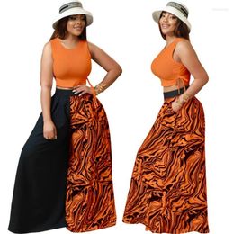 Ethnic Clothing 2 Piece Set African Clothes For Women Summer Solid Colour Top Block Loose Pants Bazin Baggy Fashion Suit