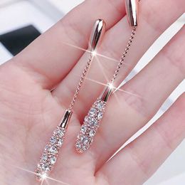 Charm 2021 New Luxury Trend Inlaid Diamond Drop Shaped Tassel Earrings Fashion Women's Charm Jewellery Beautiful Jewellery Earrings G230225