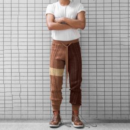 Pantaloni da uomo Primavera Europa Pantaloni stile americano caldo Slim Knit Piedi da uomo Pantaloni corti Colore abbinato Sport Pantaloni sportivi Jogging Homewear Z0225