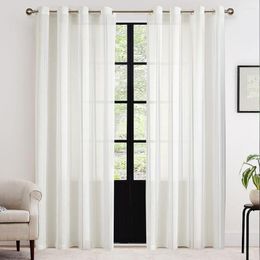 Curtain 2pcs Curtains Simple Solid Color Striped Jacquard Translucent Window Screens Decorative For Bedroom Living Room