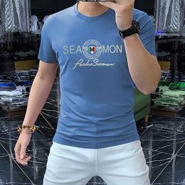 B218 comfortable designer t shirt summer white short sleeve golden Diamond-Ironing men tshirt tee mens clothes