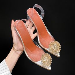 Sandals Slip On Rubber Female Sandalen Flats Fashion Crystal Shoes Women Summer Pointed Toe PU Flat For Roman Beach ShoesSandals