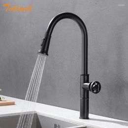 Kitchen Faucets Pull Out Faucet Brass Sink Mixer Taps Cold Water Rotatable Black Industrial Style