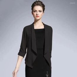 Women's Jackets Business Office Women Blazer Solid Color Long Sleeve Lapel Open Front Short Black Suit Jacket For Women's Coat X284