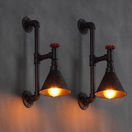 Wall Lamps Retro Vintage Water Pipe Lamp Loft Industrial American Style Sconce Wrought Iron Lighting Fixture Rust Antique LightsWall