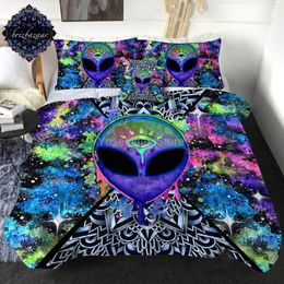 Bedding Sets SleepWish Trippy Alien By Brizbazaar Comforter Set Hippie Full Size Colourful Neon Bed Outer Sp