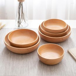 Dinnerware Sets Simple Beech Wood Bowl Household Soup Noodle Salad Whole Wooden Large Small Tableware