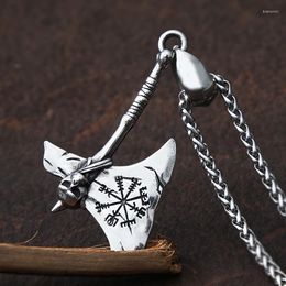 Chains Nordic Vegvisir Compass Viking Axe Pendant Necklace Stainless Steel Slavic Amulet For Men Fashion Norse Vikings Jewellery