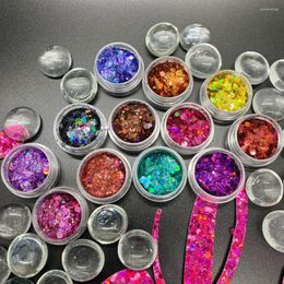 Nail Glitter 18/24 Pots Holographic Mix Chunky Hex Powder With High Flash 0.2-3mm Tumbler Making Art Loose Sequins RE#74