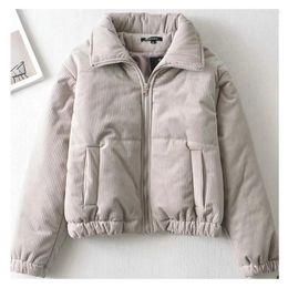 Women's Trench Coats Europe And The Leisure Loose Corduroy Cotton-padded To Keep Warm Cotton Short Winter Collar With Thick Coat