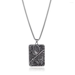 Pendant Necklaces Retro Punk Monkey King Engraved Metal Necklace For Men Charm Cool Rune Amulet Jewelry GL0040