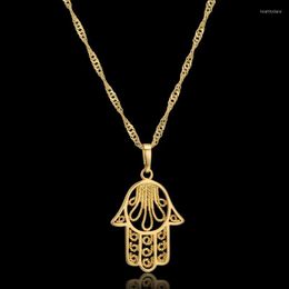 Pendant Necklaces Filigree Charm Hamsa Hand Of Fatima Gold Color Protection Amulet Necklace For Women Jewelry Gift Drop