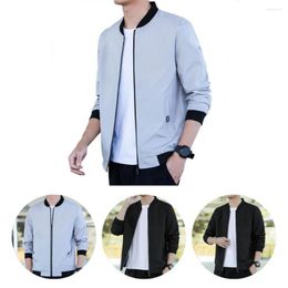 Men's Jackets Soft Terrific Simple Spring Jacket Lightweight Men Coat Stand Collar For Daily Wear