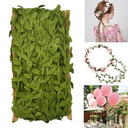 Decorative Flowers 10 Metre Silk Leaf-Shaped Handmade Artificial Green Leaves For Wedding Decoration DIY Wreath Gift Scrapbooking Craft Fake