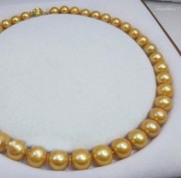 Chains 11-12MM NATURAL GOLDEN PEARL NECKLACE 18" 36" YELLOW CLASP