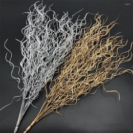 Decorative Flowers Artificial Plastic Branch Fake Foliage Plant Tree Wedding Party Home Decor Coral Flower Branches Bouquet Gold And Silver