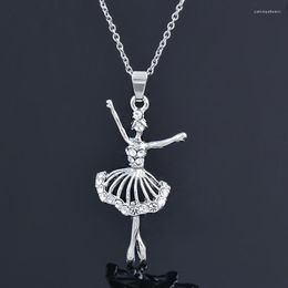 Pendant Necklaces KIOOZOL Elegant Ballerina Rhinestone Skirt Silver Color Choker Necklace For Women Dance Party Jewelry 147 KO1