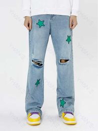 Men's Jeans New Fashion Letter Star Embroidery Baggy Men Hip Hop Jeans Pants Ripped Hole Straight Vintage Denim Trousers Pantalon Homme Z0225