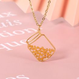 Pendant Necklaces Stainless Steel Necklace Water Bottle Mustard Seed For Women Men Devout Christianity Faith Jewelry Baptism Gift