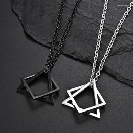 Pendant Necklaces Korean Fashion Hip Hop Necklace Men Triangle Square Combinado Boyfriend Gift Male Accessories 24 Inch Collar Hombre Cubana