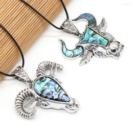 Pendant Necklaces Natural Shell Bull Head Shape Abalone Wax Thread For Women Jewellery Necklace Accessories Gift Length 55cm