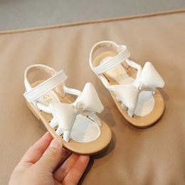 Sandals Toddler Girls Sandals Butterfly Knot Beach Shoes for Girls Summer Shoes Kids Designer Shoes Princess Flat Sandals Black White Z0225