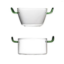 Bowls Double Ears Glass Bowl Clear Salad For Cafe Party Vegetable Fruit Rice Soup Noodle