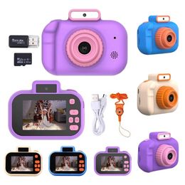 Toy Cameras High-definition 4000W Front Rear Dual-camera 2 Inch HD IPS Screen Digital Kids Camera USB Charging with Lanyard Children's toys 230225
