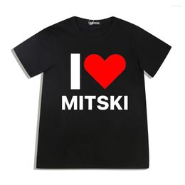 Men's T Shirts I Love Mitski Graphics T-Shirt Men's Women Cotton O-Neck Short Sleeve Harajuku Oversized Tee Shirt Unisex Clothing