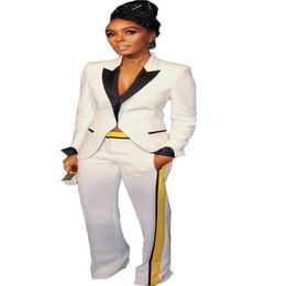 Women's Two Piece Pants Modern Women Suits 2 Pieces Black And White For Girl Small Lapel Button Formal Party Custom MadeWomen's
