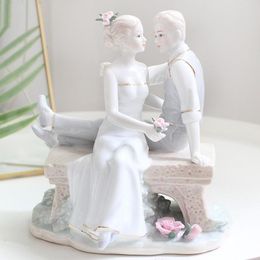 Decorative Figurines Objects & WU CHEN LONG Ceramic Couples Art Sculpture Porcelain Girl And Boy Figurine Character Statue Craft European Ho