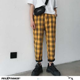 Men's Pants Privathinker Men Women Korean Black Plaid Casual Pants 2023 Mens Streetwear Harem Pants Male Chequered Trousers XXL Z0225