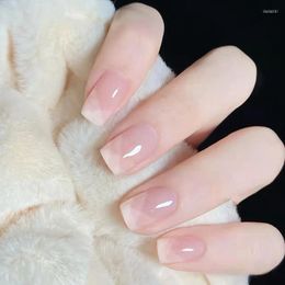 False Nails Wearable Fake Nail Y2K Girl French Temperament Gentle Nude Color Stickers Removable Manicure Tips Press On