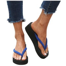 Women Ladies 420 Wedges Slippers Platform Clip Toe Flip Flop Bohemian Beach Shoes Summer Indoor Outdoor Chanclas 94